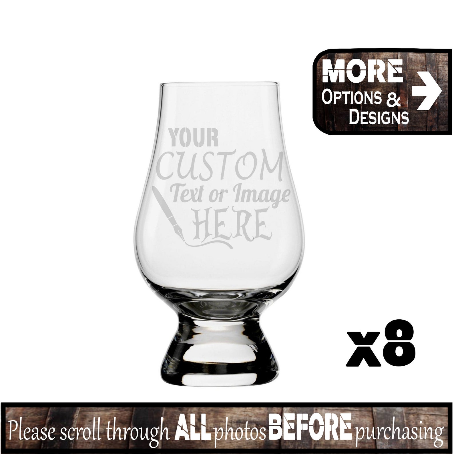 8 Custom Glencairn Glasses / Laser Engraved Glencairn Glasses Etsy
