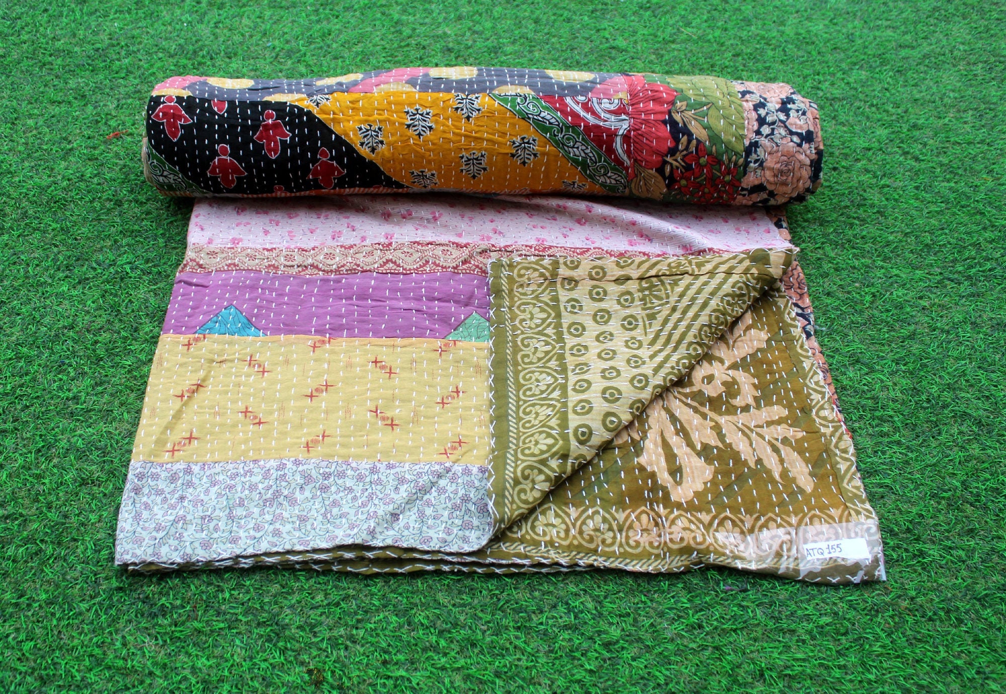 Picnic Rug Kantha Bedcover Cotton Bed Cover Bedsheet ATQ Etsy