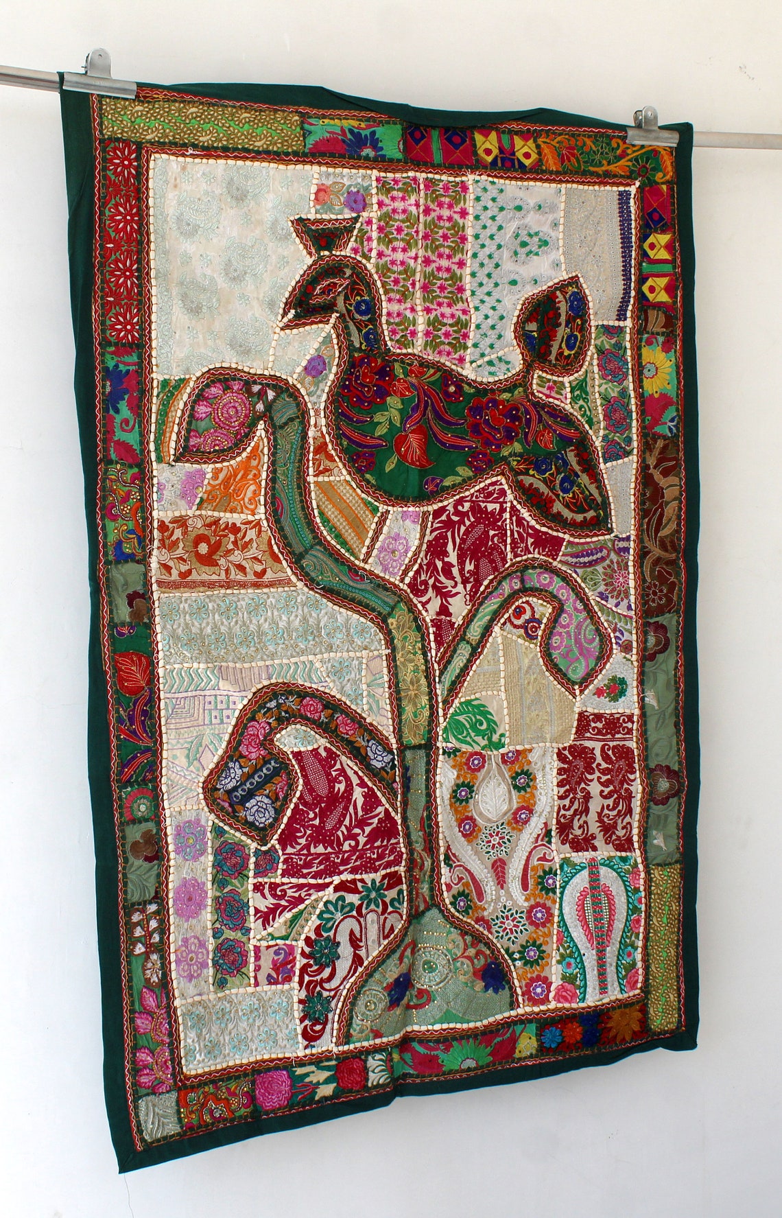 Sari Patchwork Wall Hanging Tapestry Indian Vintage Bohemian Etsy