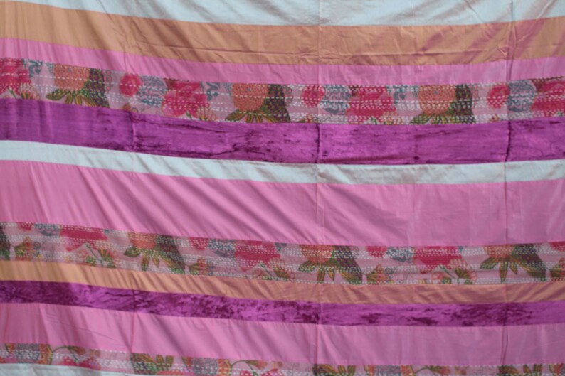 Velvet Patchwork Kantha Quilt Silk Kantha Bedspread Handmade Etsy