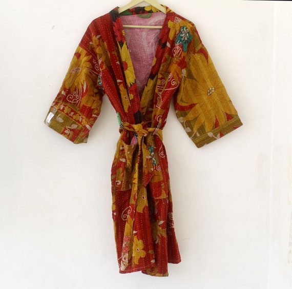 Patchwork Cotton Robe Handmade Kimono Night Wear Free Size | Etsy