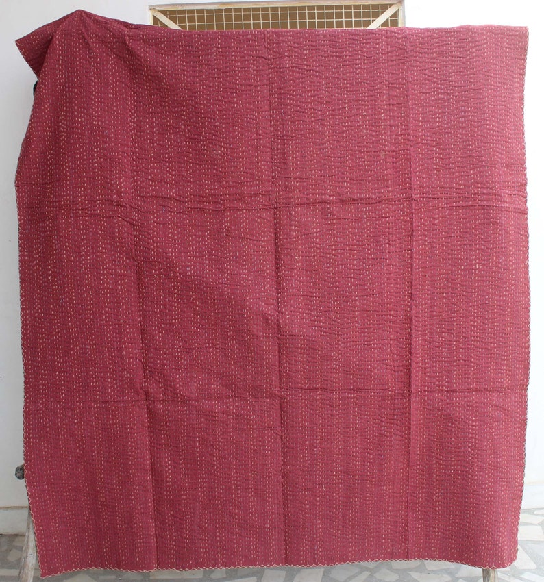 Handmade Kantha Quilt Indian Cotton Kantha Blanket Hand Stitched Kantha Bedspread Bohemian Kantha Bed Cover Kantha Picnic Throw