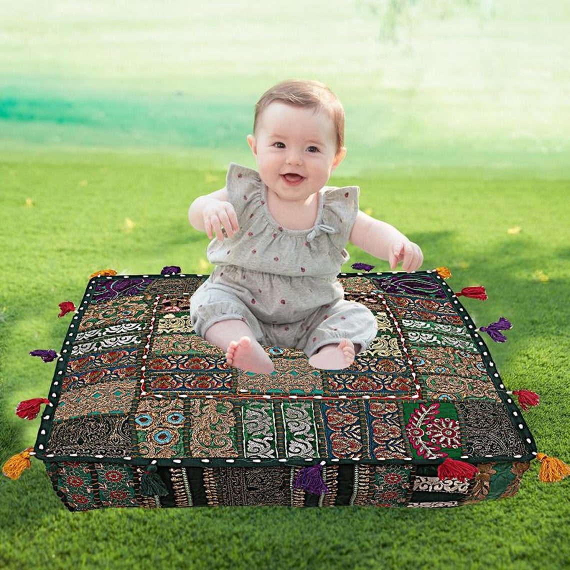 Indian Large Floor Cushion Cover Floor Seating Meditation Etsy