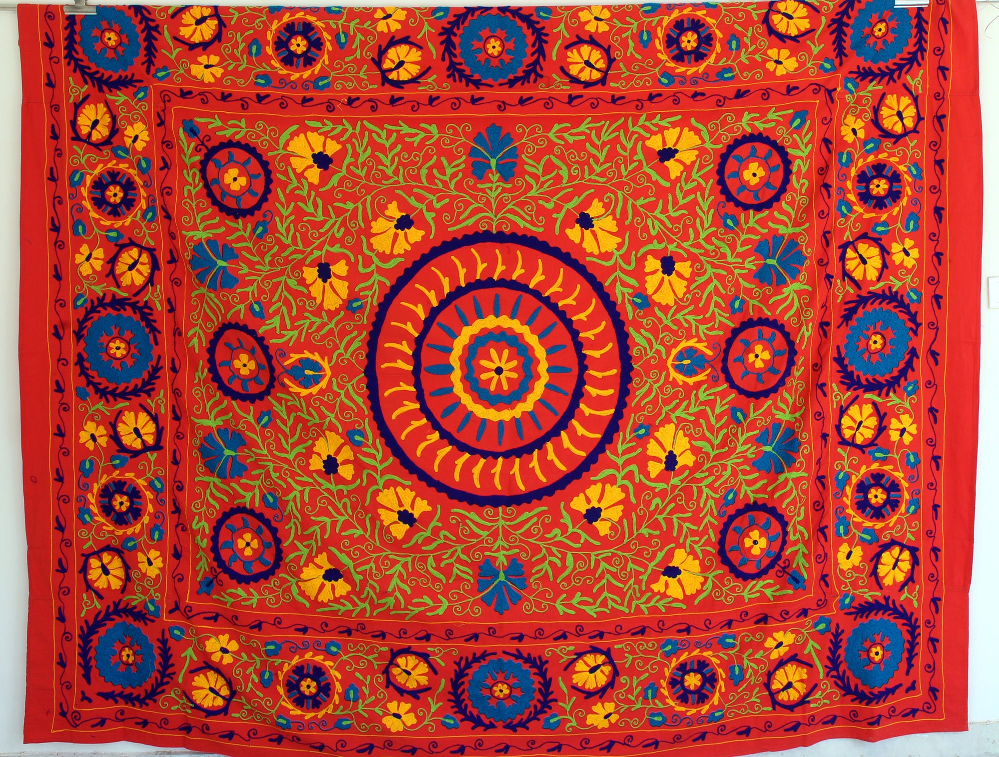 Uzbek Suzani Wall Hanging Embroidered Wall Decorative Tapestry Etsy