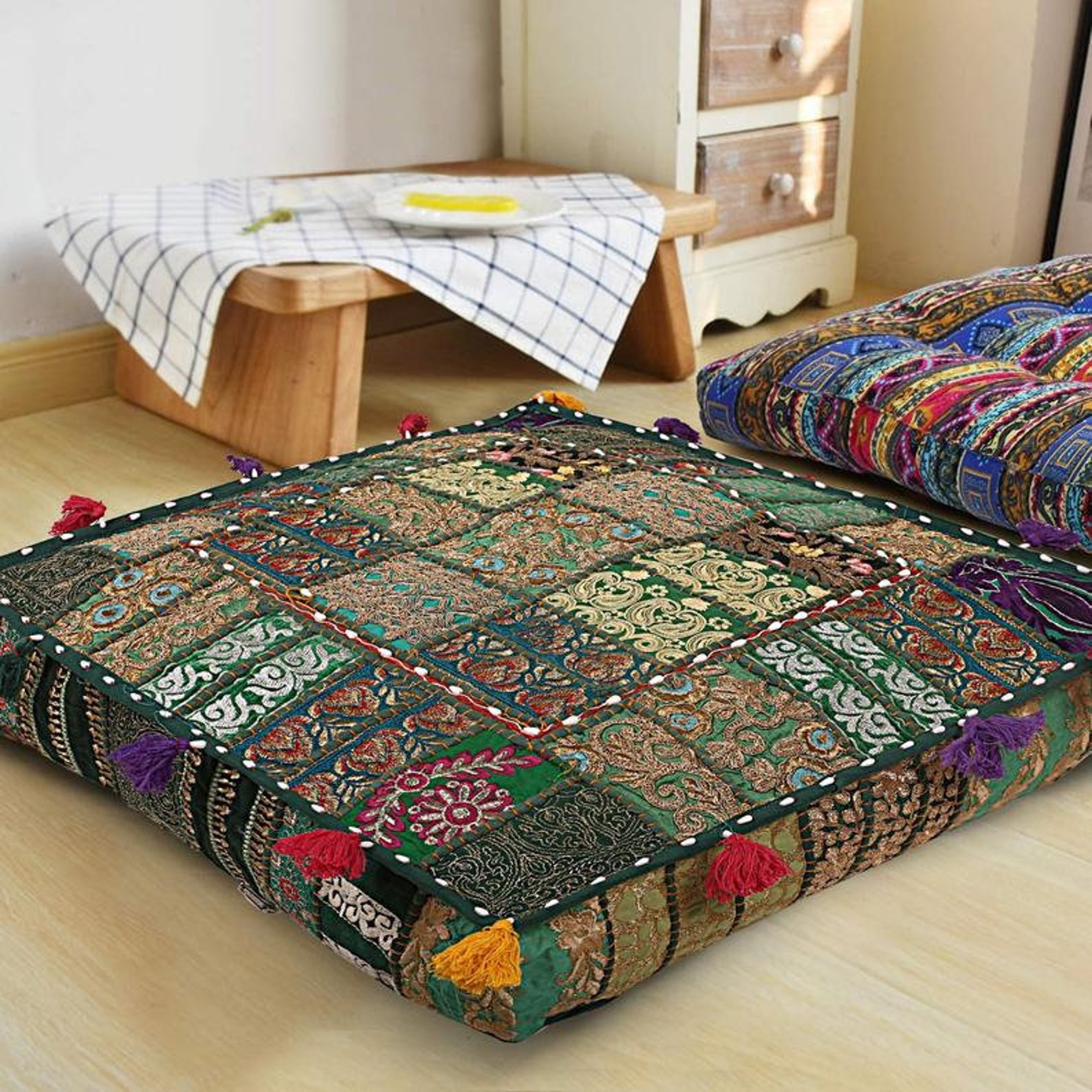 Indian Large Floor Cushion Cover Floor Seating Meditation Etsy