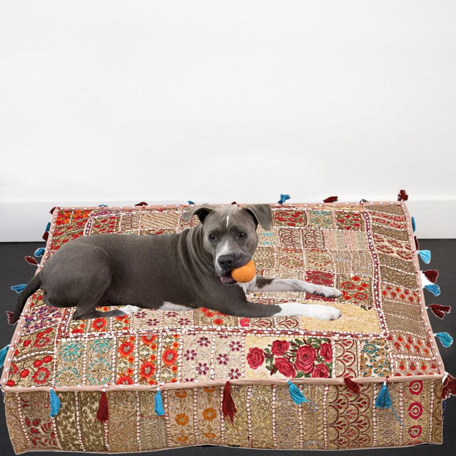 Indian Cotton Patchwork Dog Bed Pouf Cover Ethnic Handmade Etsy