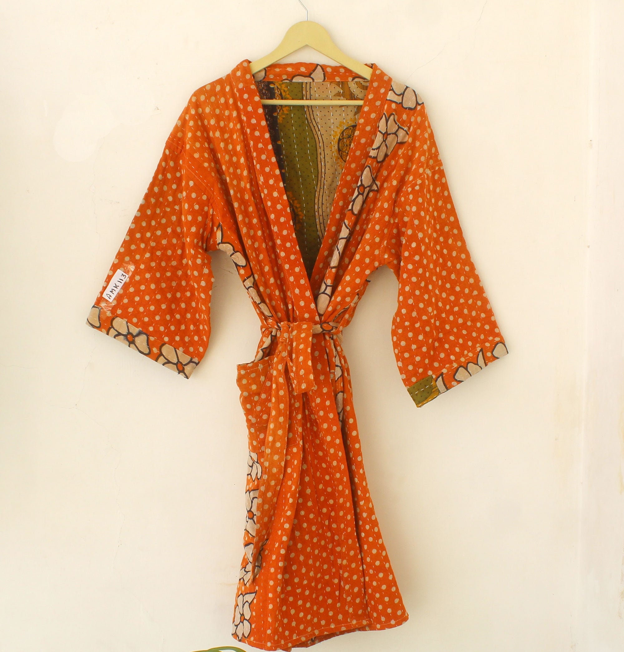 Bathrobe Handmade Fabric Floral Bath Robe Cotton Robe Etsy