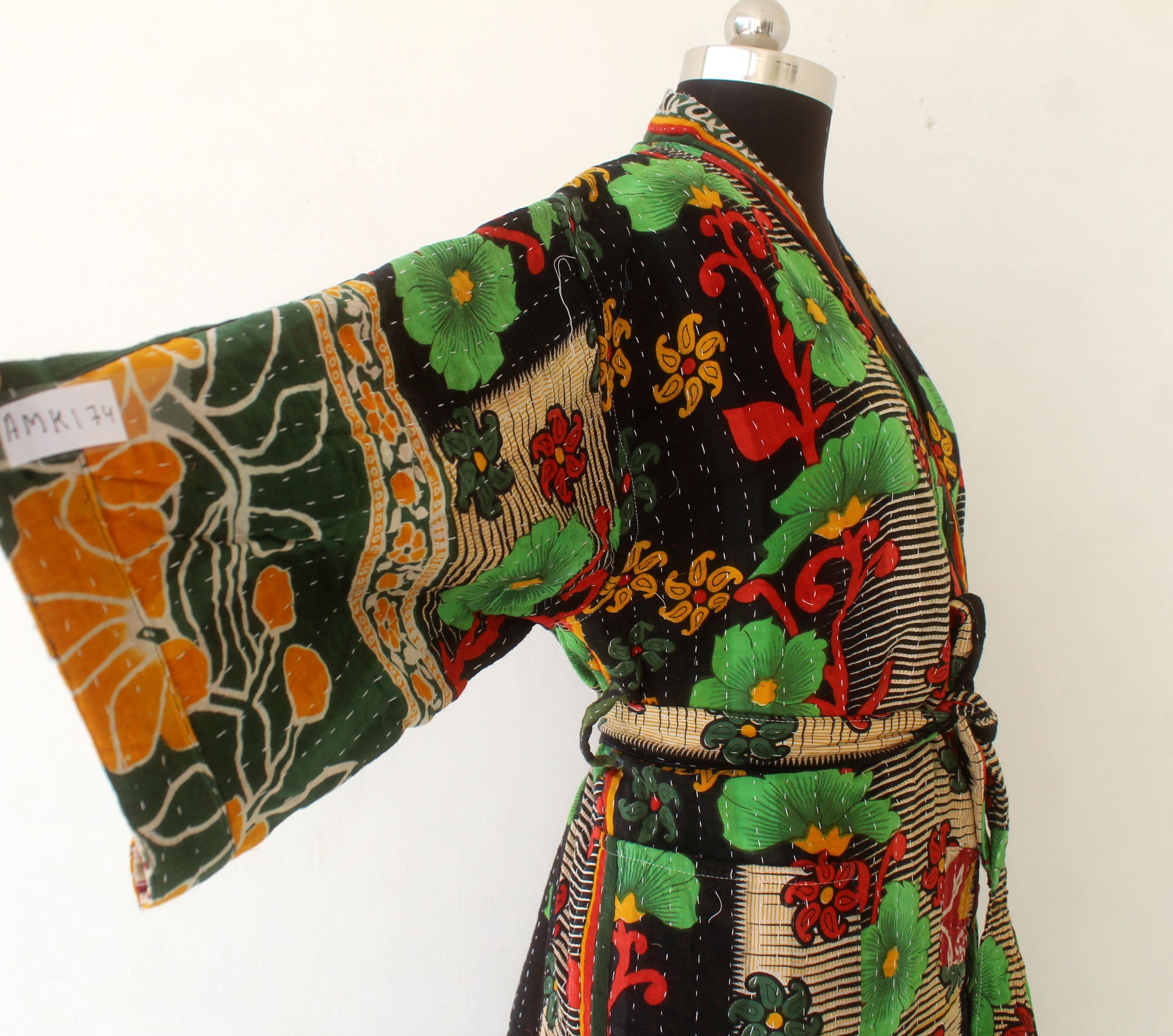 Cotton Kimono Robe Long Robe Handmade Fabric Kantha Quilted | Etsy