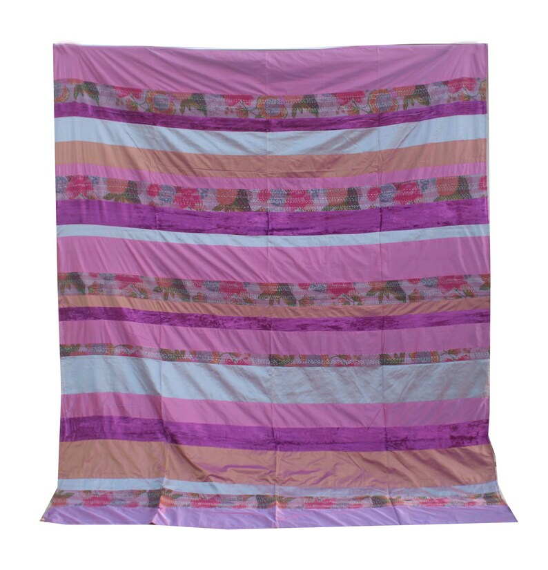 Velvet Patchwork Kantha Quilt Silk Kantha Bedspread Handmade Etsy
