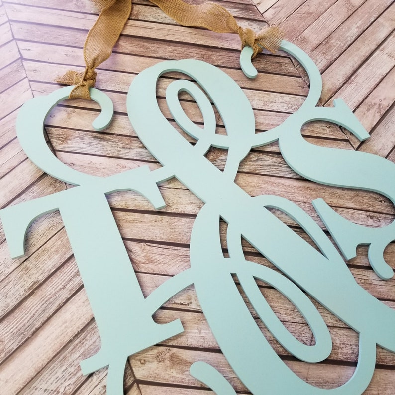 Monogram Door Wreath Initial Door Hanger Dorm Room Etsy