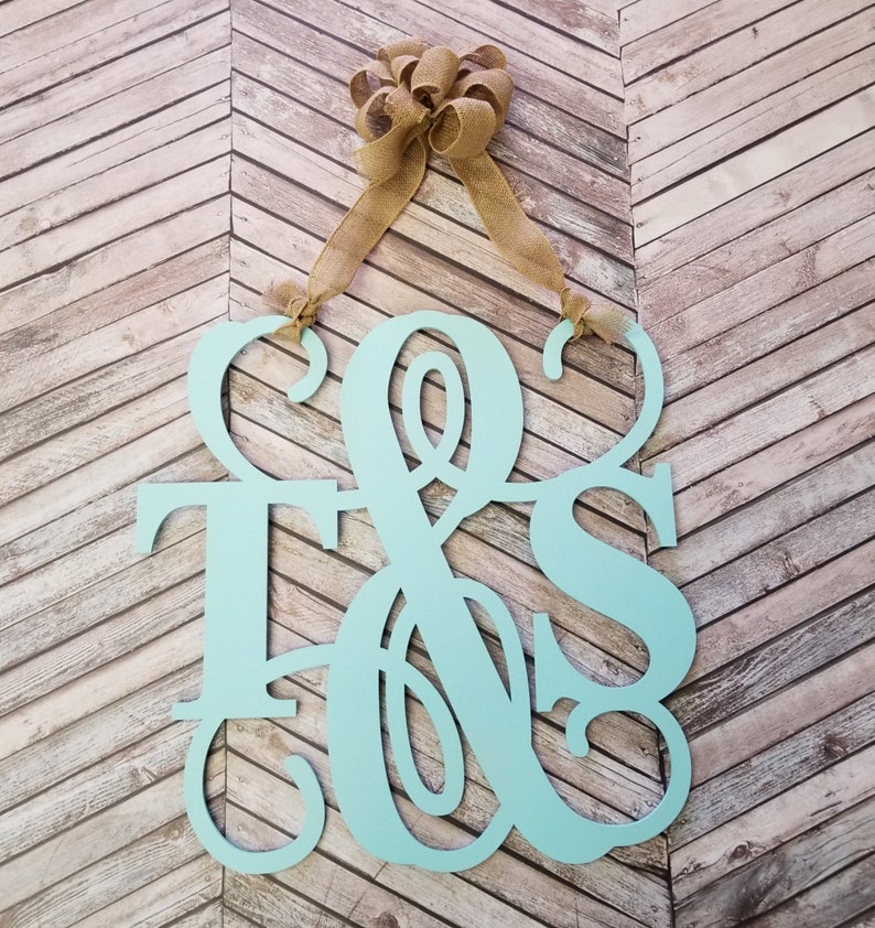Monogram Door Wreath Initial Door Hanger Dorm Room Etsy