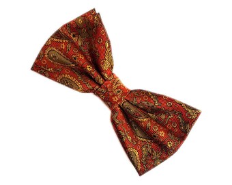 Bronze Paisley Bow Tie and Pocket Square