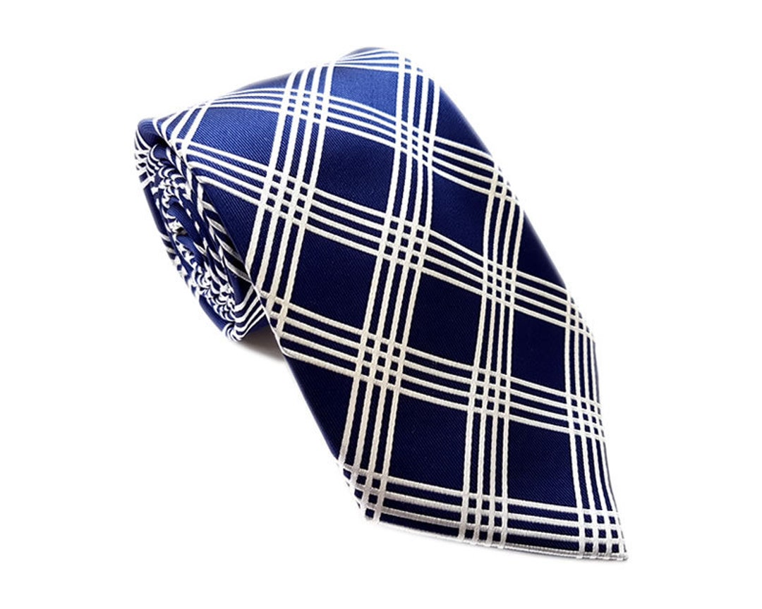 Blue Plaid Tie Silk Neckties for Men Handmade Wedding Tie Etsy UK