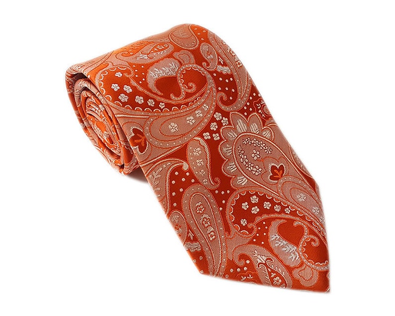 Burnt Orange Silk Tie, Mens Ties, Groom Tie, Groomsmen Tie, Luxury Neckties, Handmade Ties, Silk