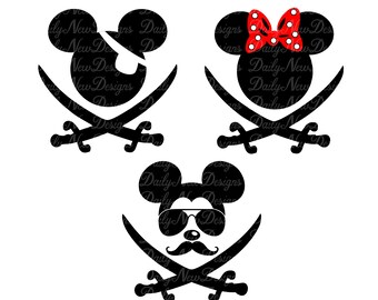 Disney Mickey Pirate svg, 3-for-1, Minnie Pirate svg, Tshirt svg, Mug svg, Silhouette Cut Files, Cricut Files Svg Png Dxf Eps Cdr