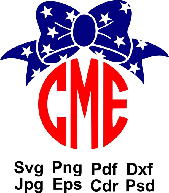 Download Bow Monogram Svg / American Flag Bow / Bow Svg / Monogram ...