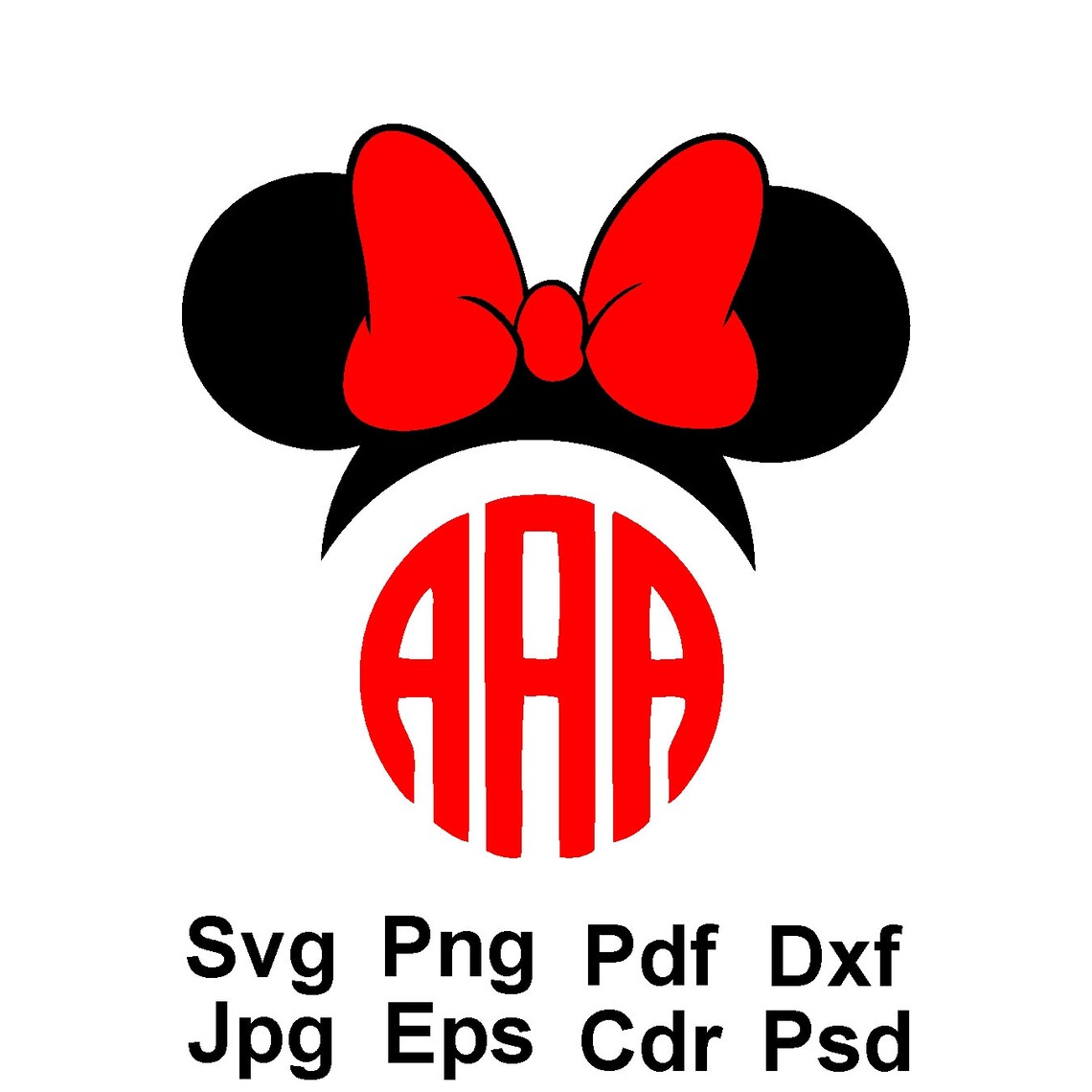 Mickey Ears Monogram Svg Disney Monogram Frame Svg Minnie Etsy