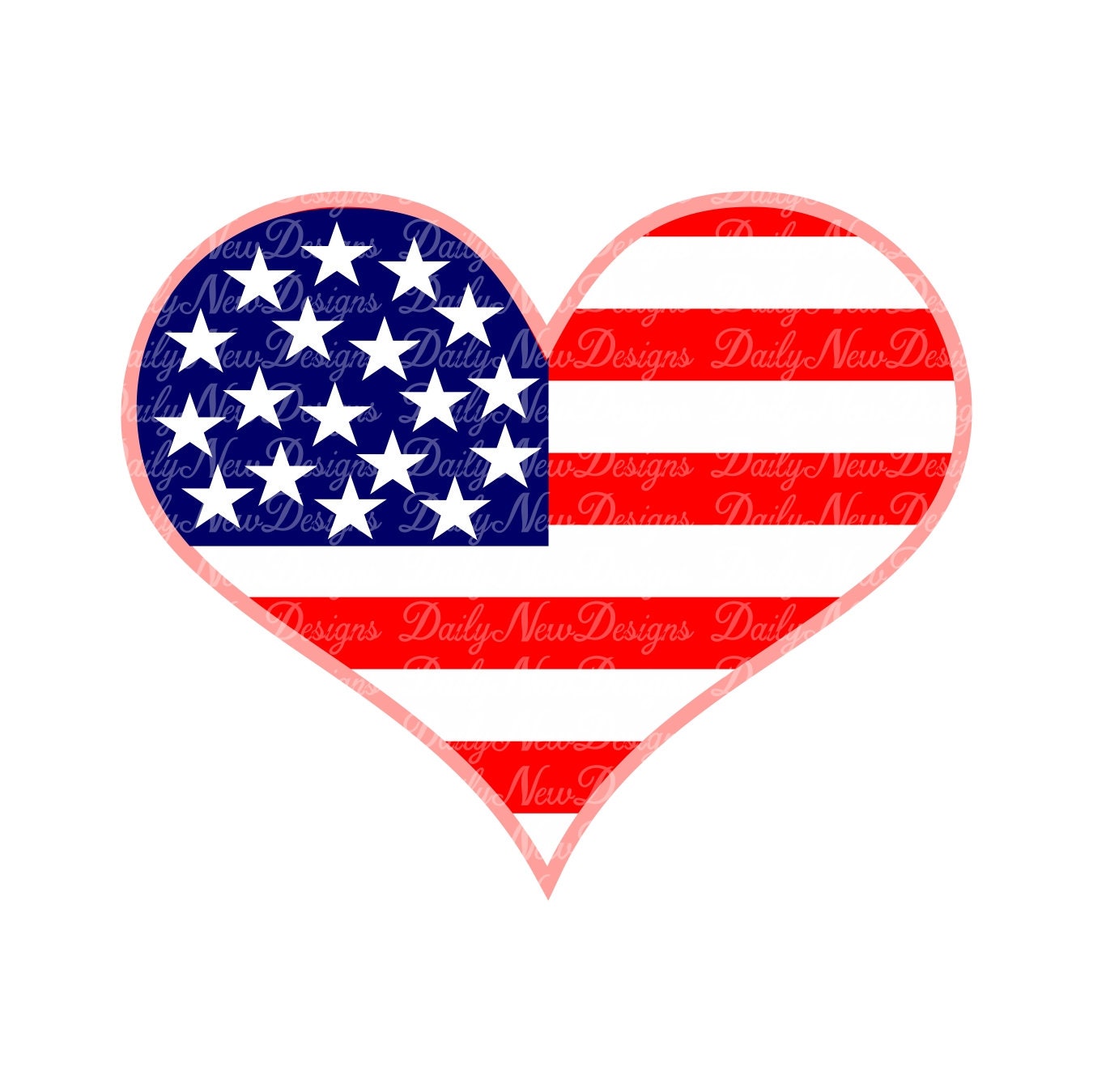 SVG DXF Eps Cut File American Flag Heart Svg 3-for-1 4th | Etsy