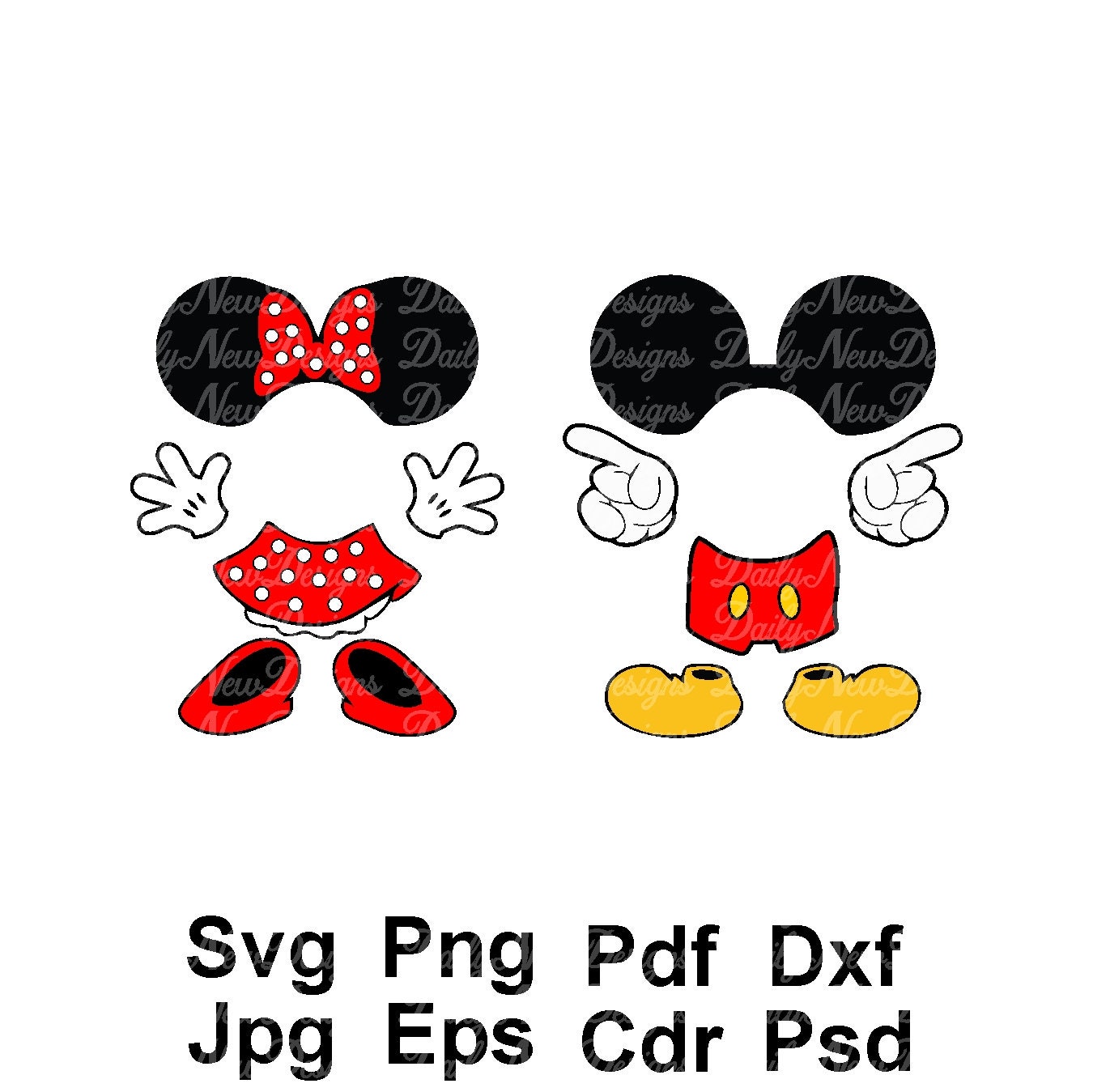 Download 2 For 1 Disney Mickey Mouse Body Svg Minnie Mouse Svg Etsy