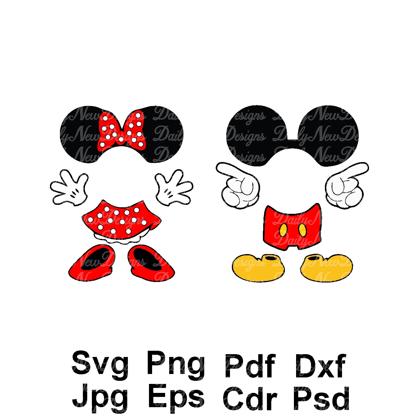 Download 2-For-1 / Disney Mickey Mouse Body SVG Minnie Mouse Svg | Etsy