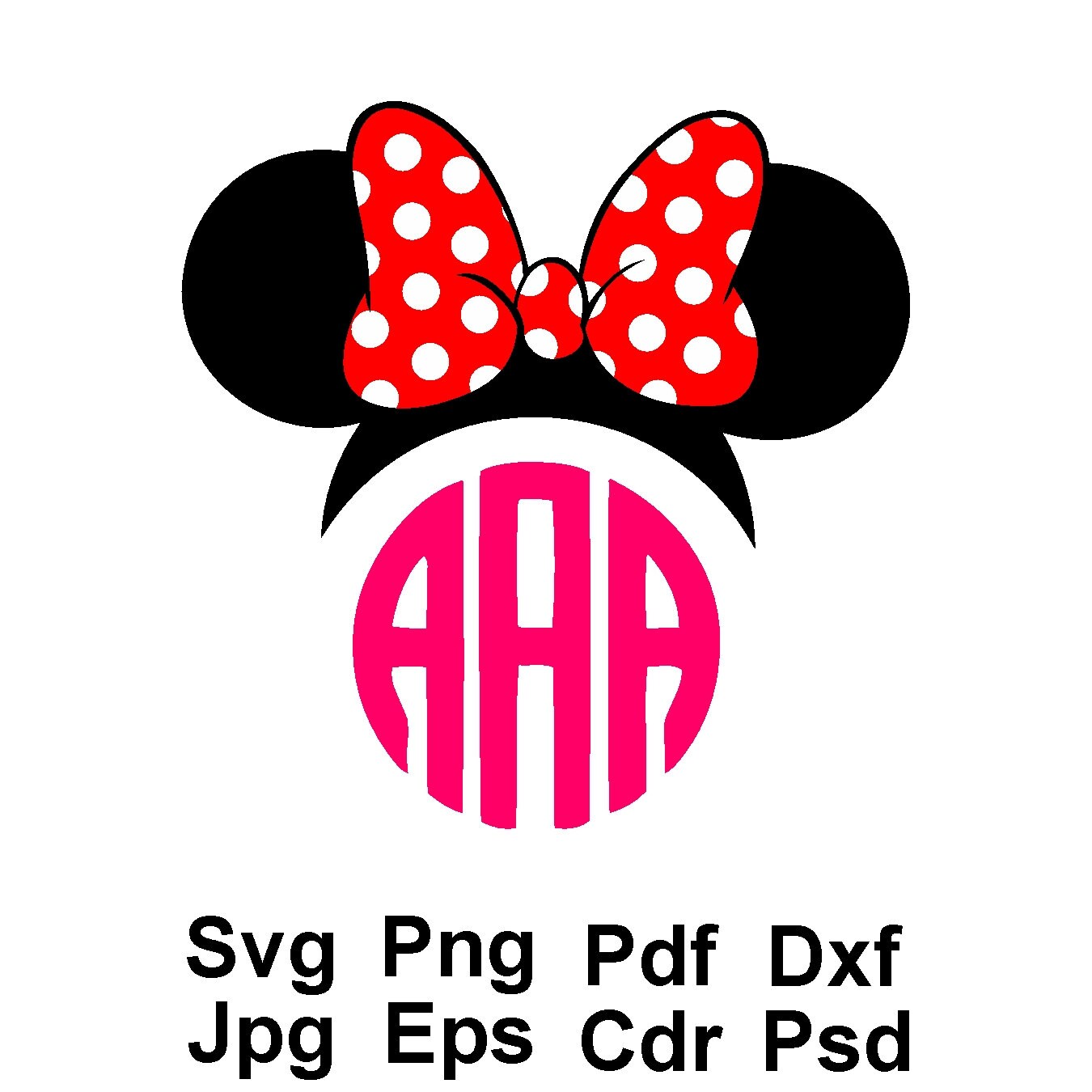 Download Mickey Ears Monogram Svg Disney Monogram Frame Svg Minnie | Etsy