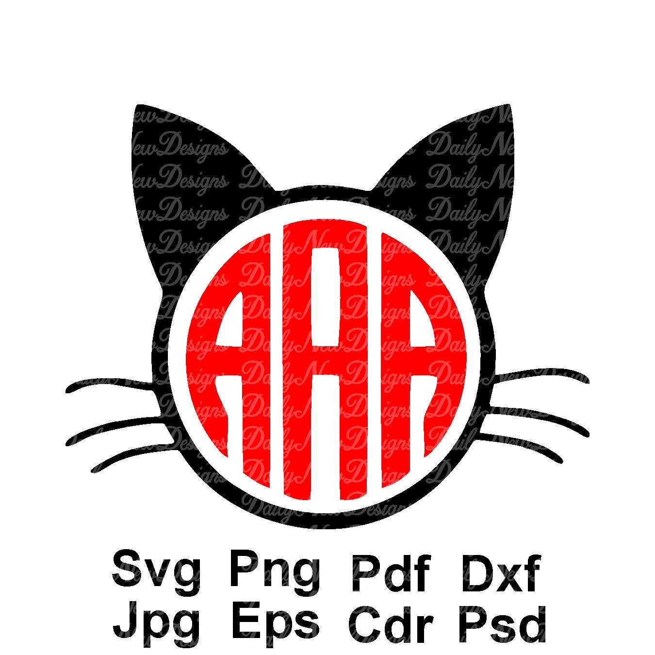 Cat Monogram SVG Kitty Monogram Cat face Monogram Frame Etsy