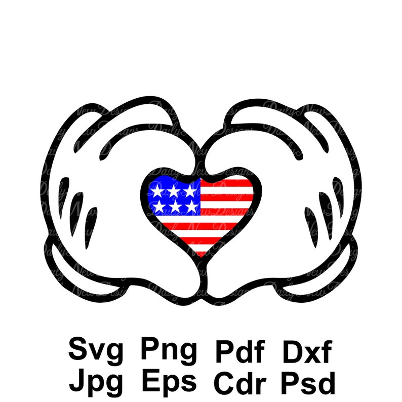 Download American Flag Heart svg Heart sign svg 4th of July Mickey ...