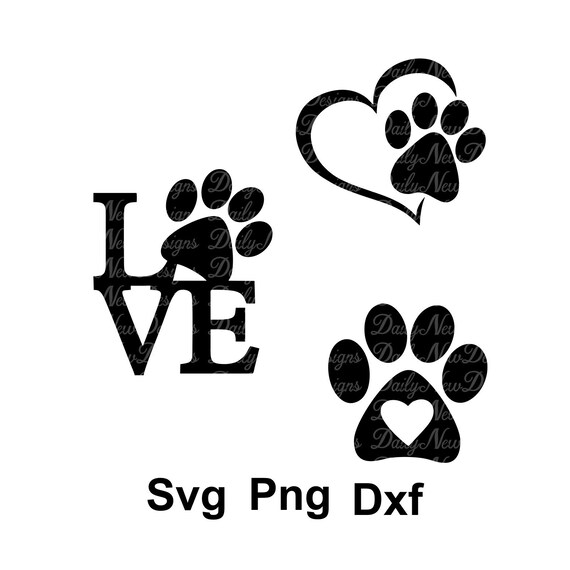 Patte De Coeur Svg Bundle Pawprint Patte De Chien Chat Etsy