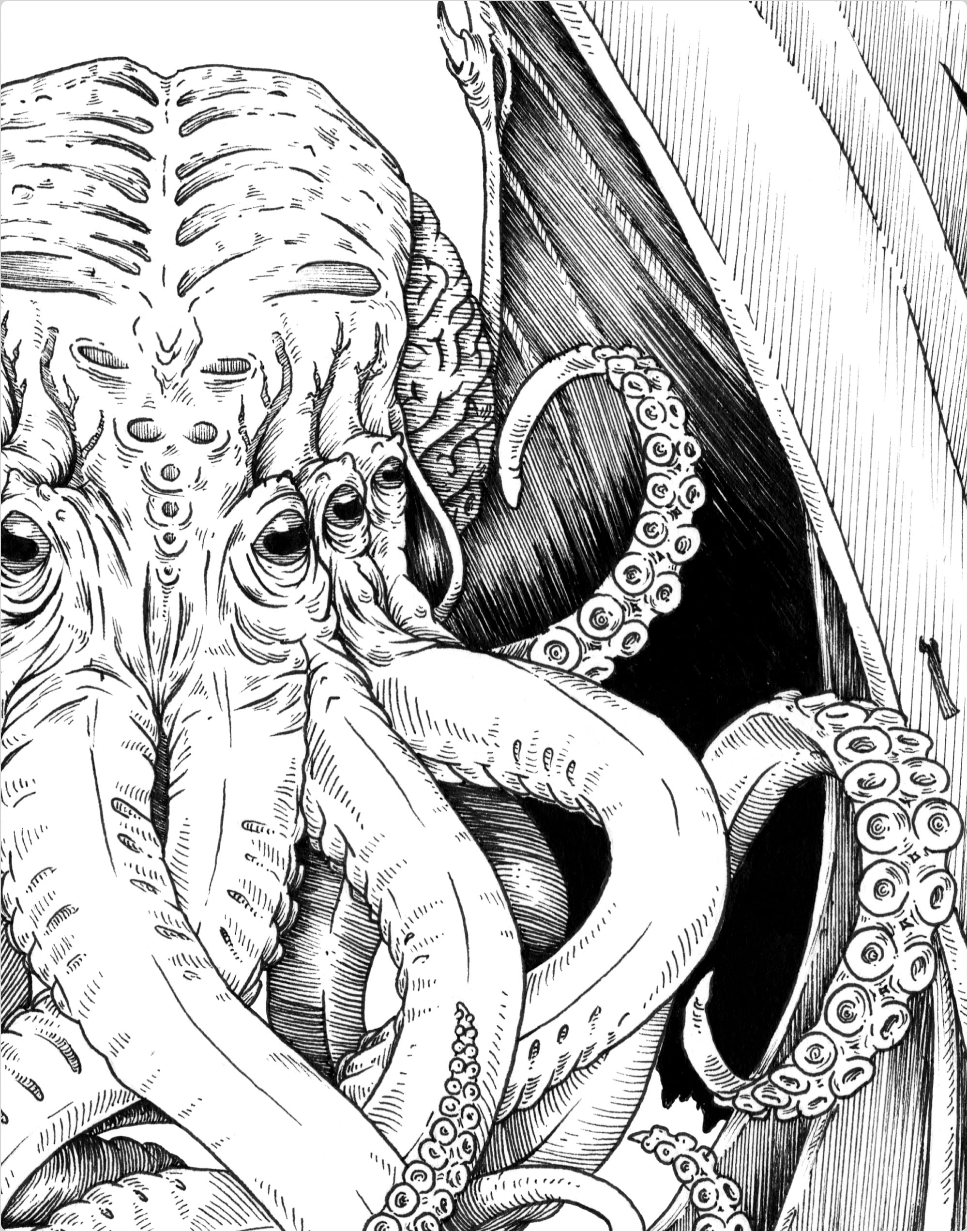 Cthulhu Print of Original Ink Drawing - Etsy