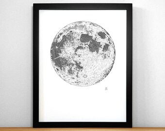 Moon print of original ink drawing