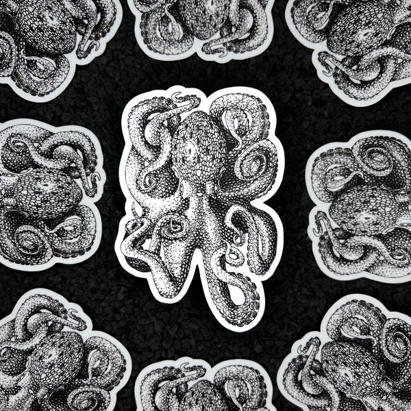Sticker of Octopus ink drawing (2.79" x 4")