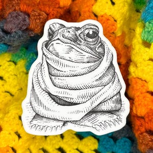 Cozy Toad vinyl sticker (2.78&quot; x 3&quot;)