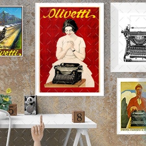 Poster pubblicitario della macchina da scrivere vintage Immagini GRAFICHE (set di 3) Tendenza Decorazione d'interni Design Eccentrico Stile contemporaneo