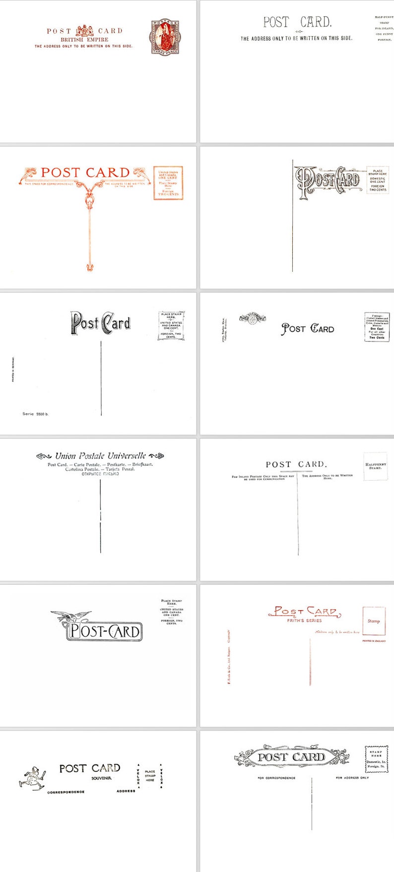 Blank Templates Post Card Ornamental Art Nouveau Union Universal Postage Overseas Poste Carte Postale Universelle 74 Vintage Postcards Paper Party Supplies Paper Intellistall Com