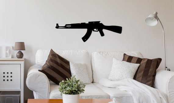 Ak 47 Metal Gun Wall Decor Assault Rifle Wall Hanging Art Etsy