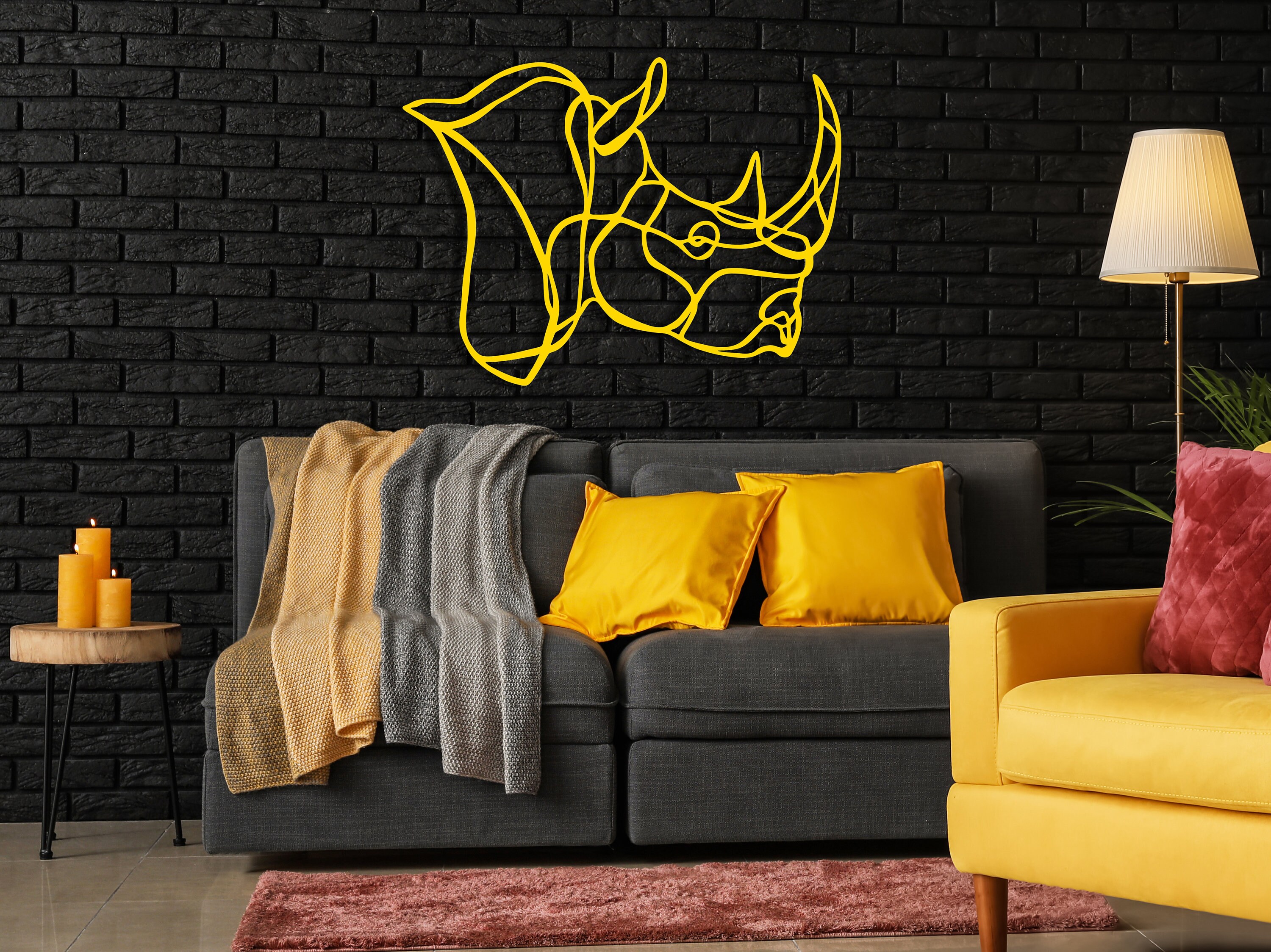 Rhinoceros Geometric Metal Wall Decor Wall Hanging Rhinoceros Etsy