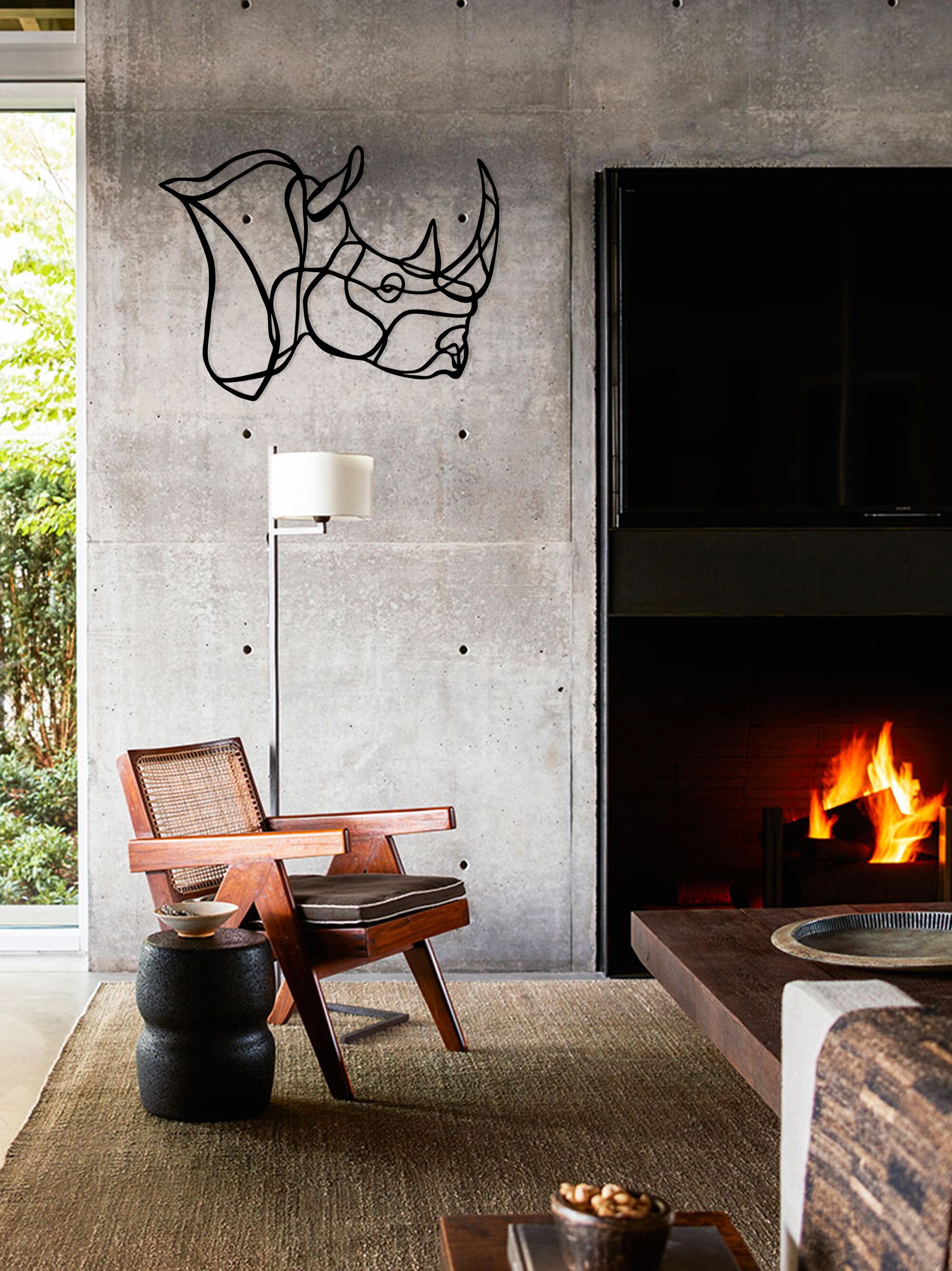 Rhinoceros Geometric Metal Wall Decor Wall Hanging Rhinoceros Etsy