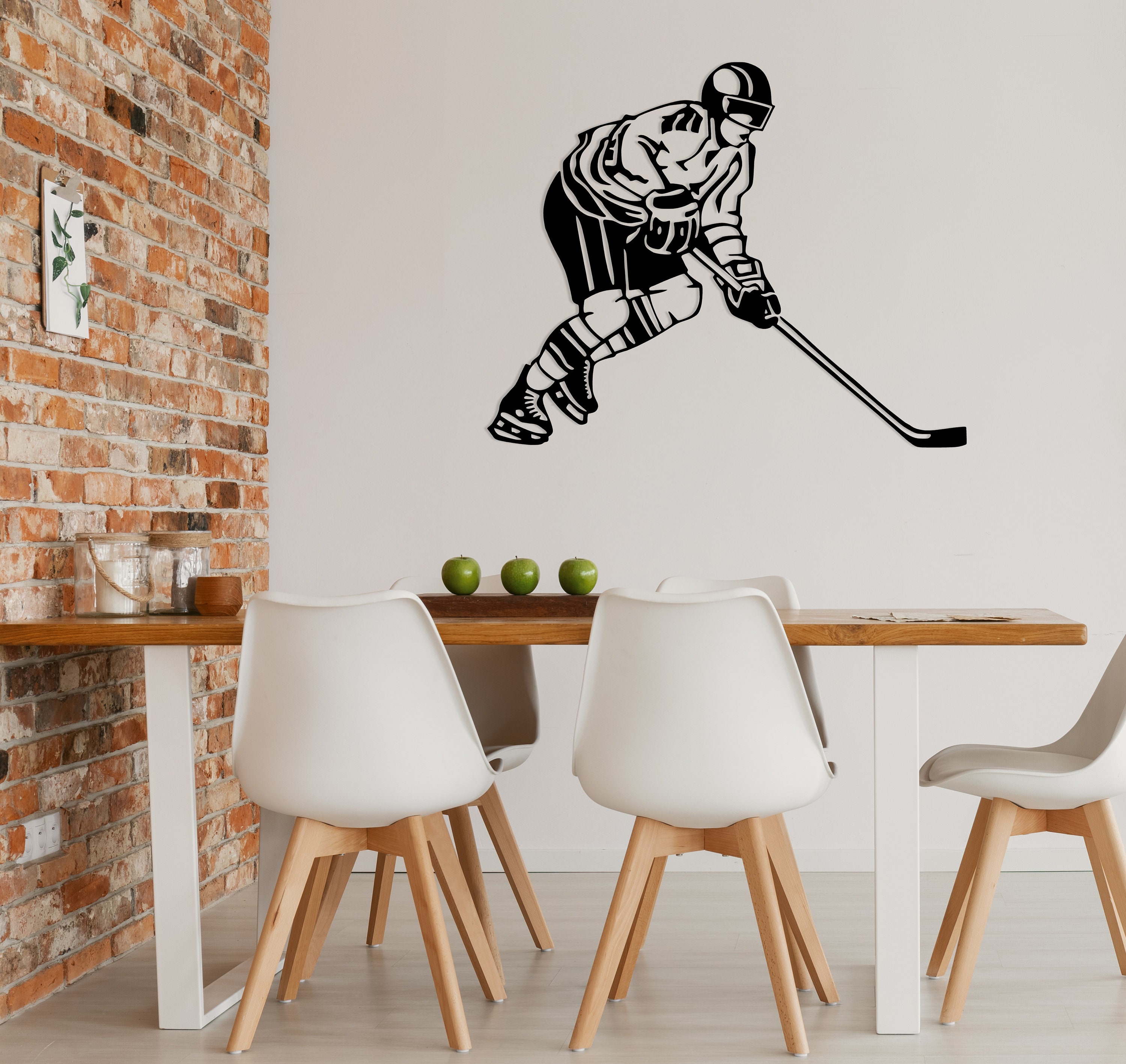 Hockey Player Metal Wall Art Metal Wall Decor Living Room Wall Etsy