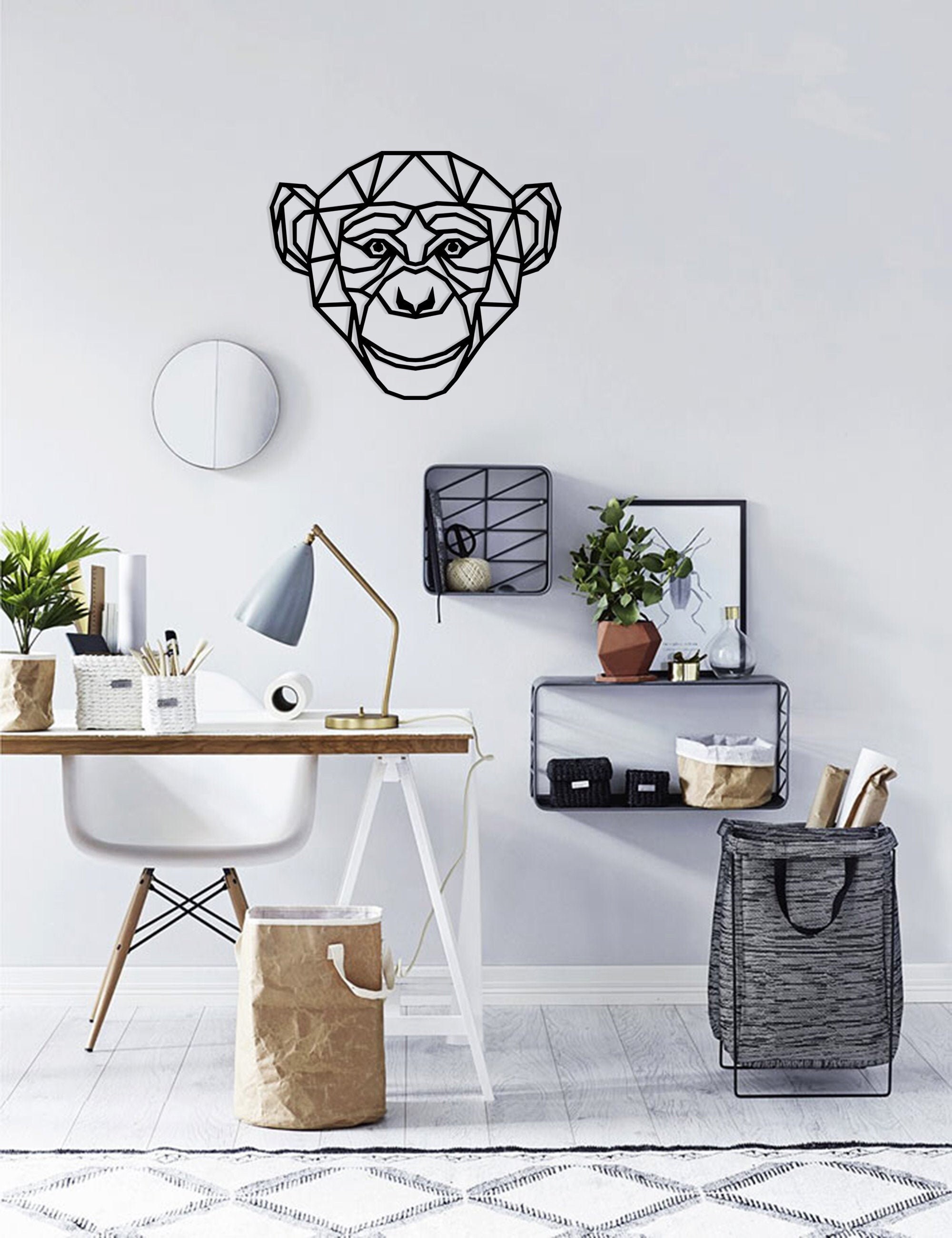 Geometric Monkey Head Metal Wall Decor Wall Hanging Geometric Etsy