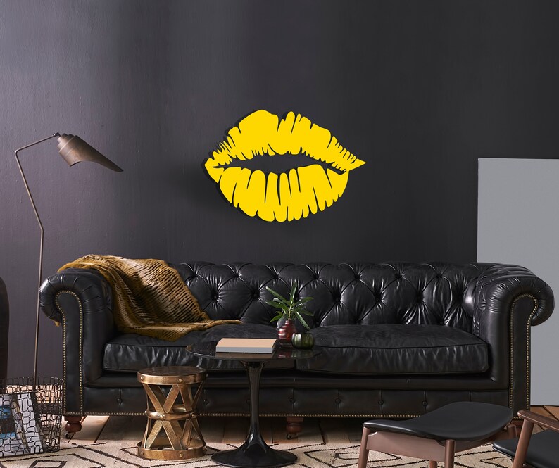 Lips Metal Wall Decor Kiss Wall Hanging Art Outside Metal Etsy