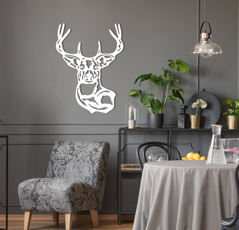 Deer Metal Wall Decor Animal Wall Hanging Art Outside Metal Etsy