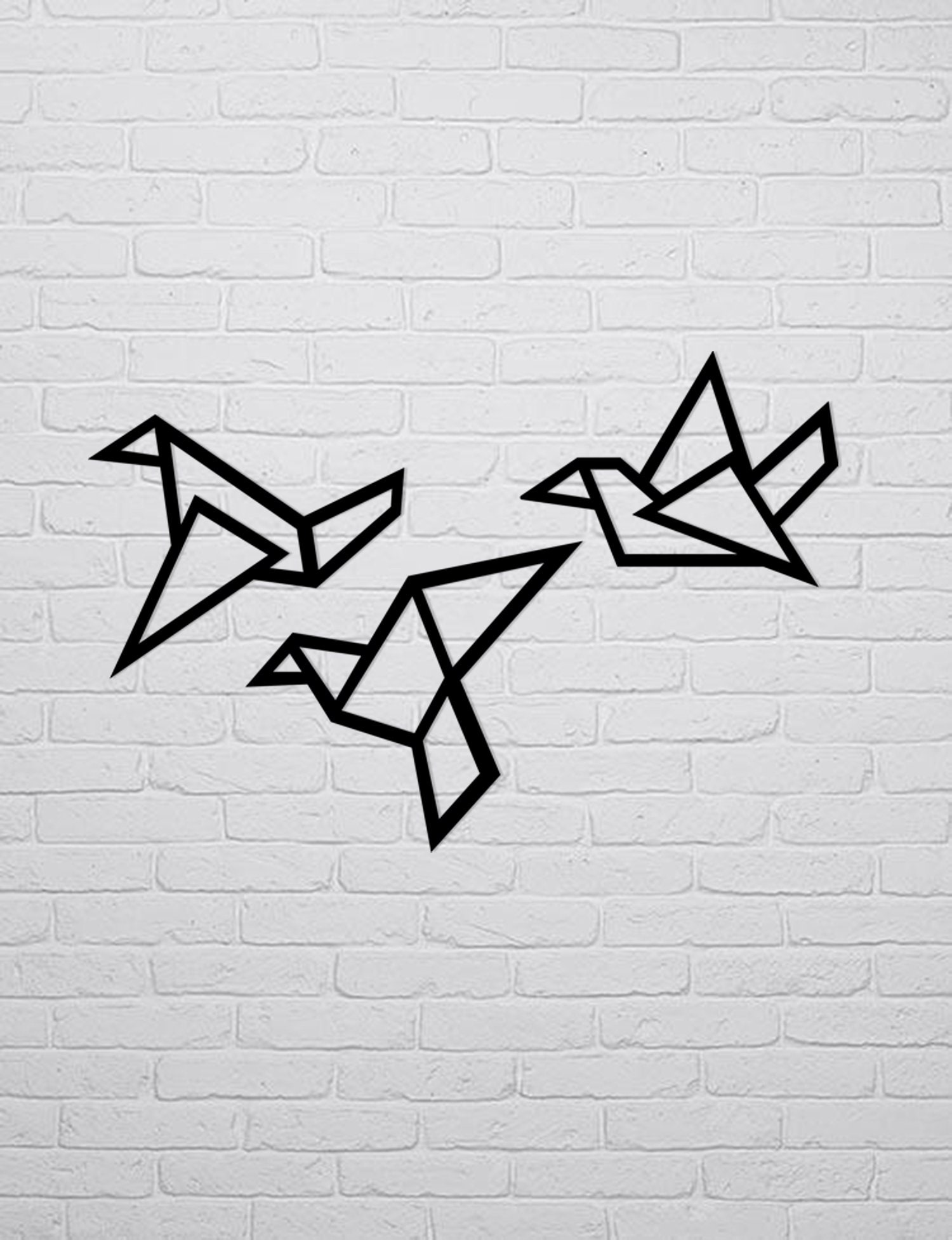 Geometric Wall Art Birds Metal Geometric Set of 3 Birds Metal Etsy