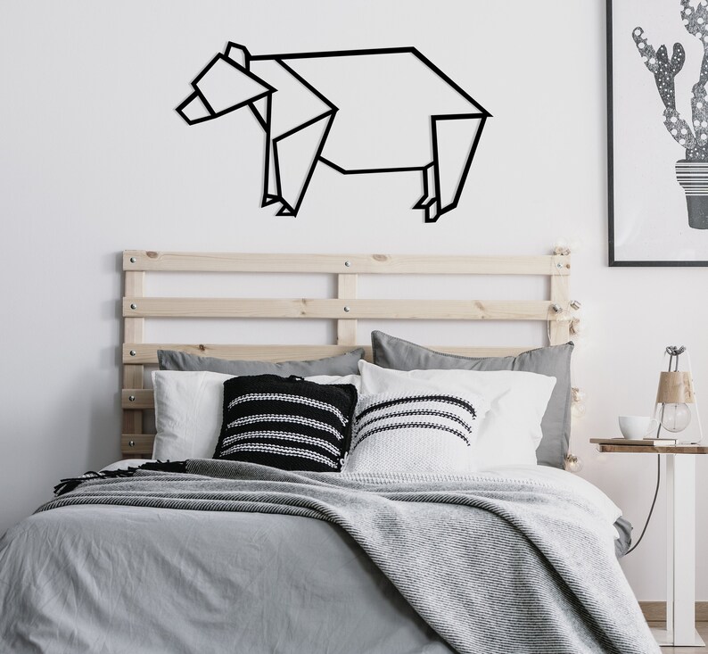 Geometric Bear Metal Wall Art Metal Wall Decor Steel Wall Etsy