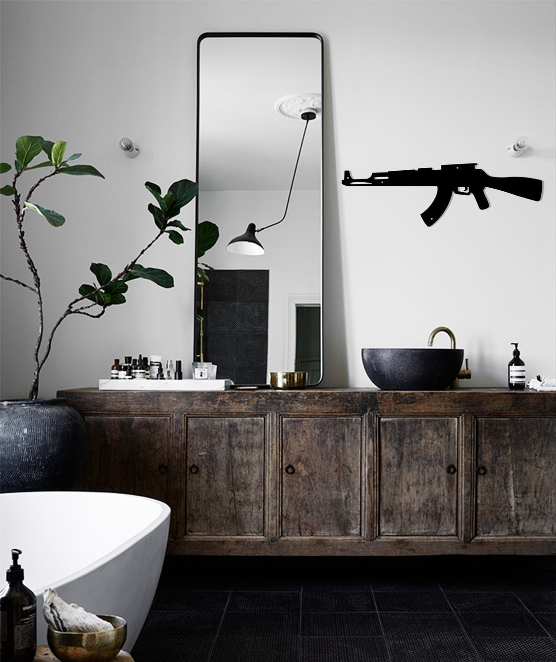 AK 47 Metal Gun Wall Decor Assault Rifle Wall Hanging Art Etsy