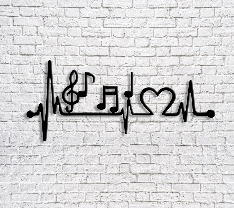 Music Metal Wall Art Geometric Wall Art Metal Sign Art Notes Etsy