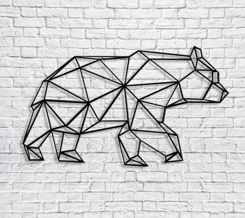 Geometric Bear Metal Wall Decor Steel Wall Hanging Bear Art Etsy