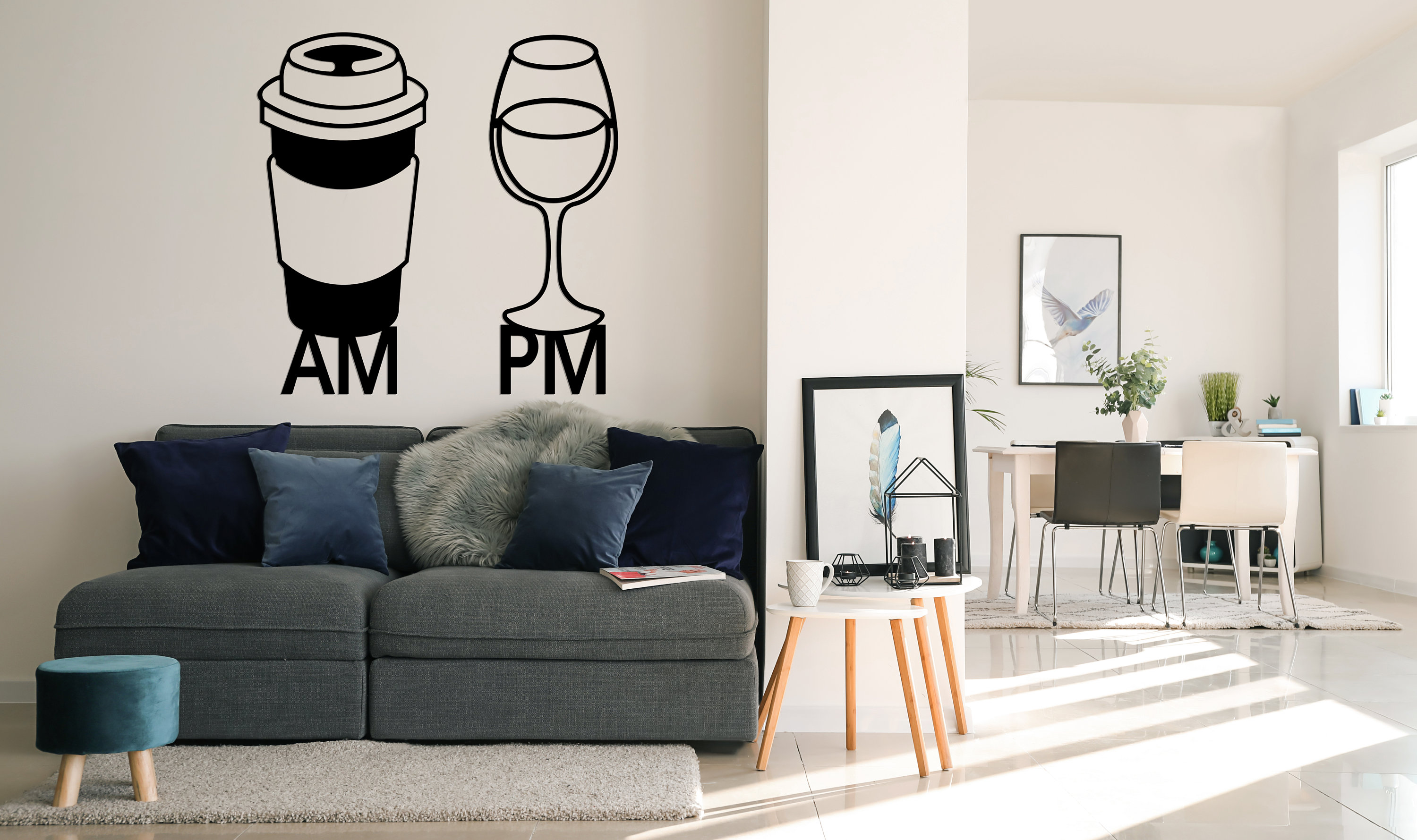 AM PM Metal Wall Art Coffee Wine Kitchen Wall Art Dinning Room Etsy