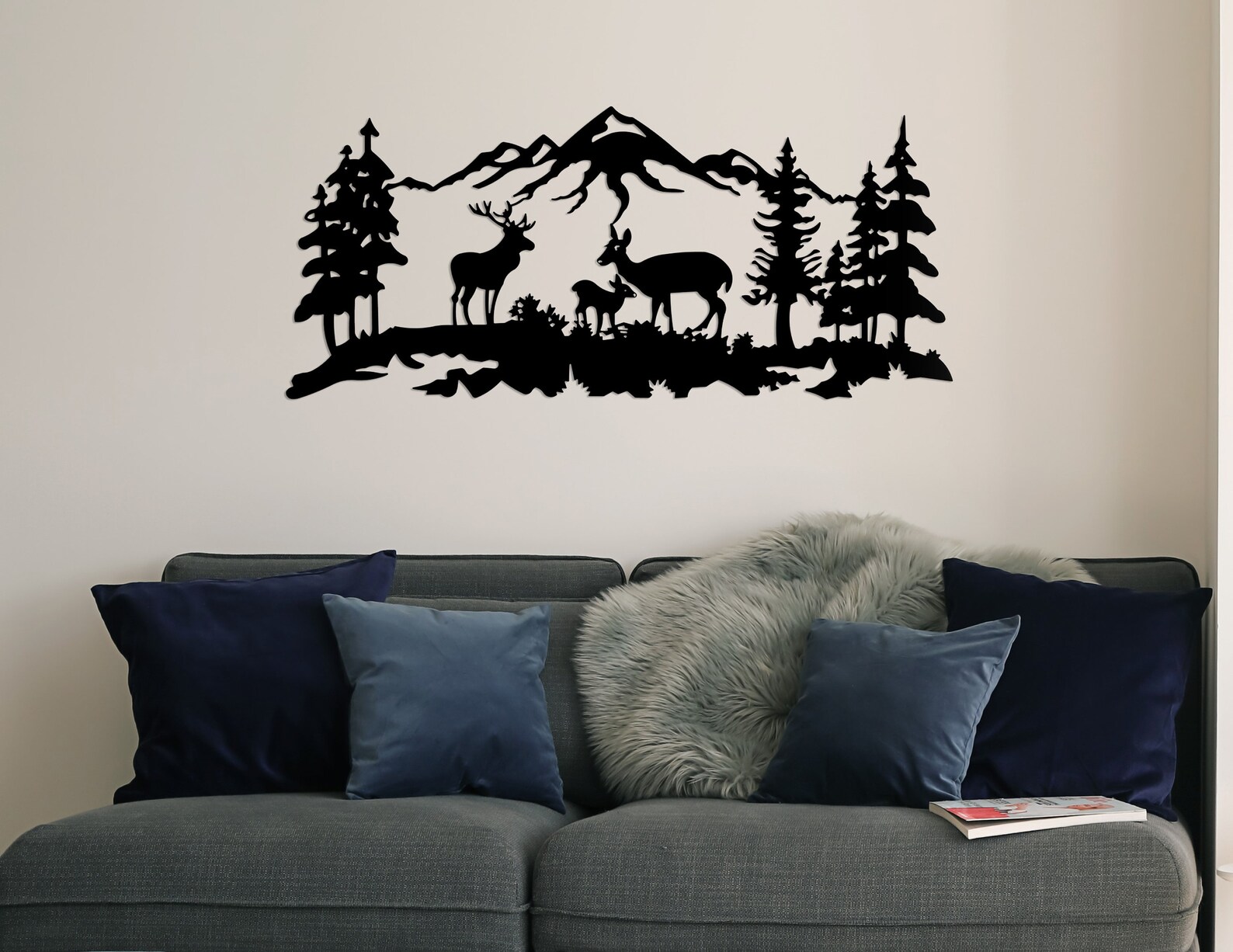 Metal Wall Art Mountains Metal Wall Decor Deer Housewarming | Etsy