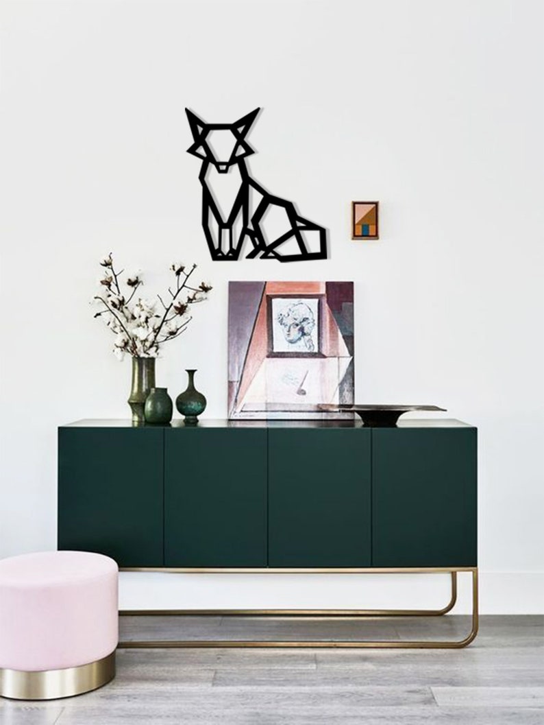 Geometric Fox Metal Wall Decor Steel Hanging Decoration Animal Gift Living Room Oustide Art