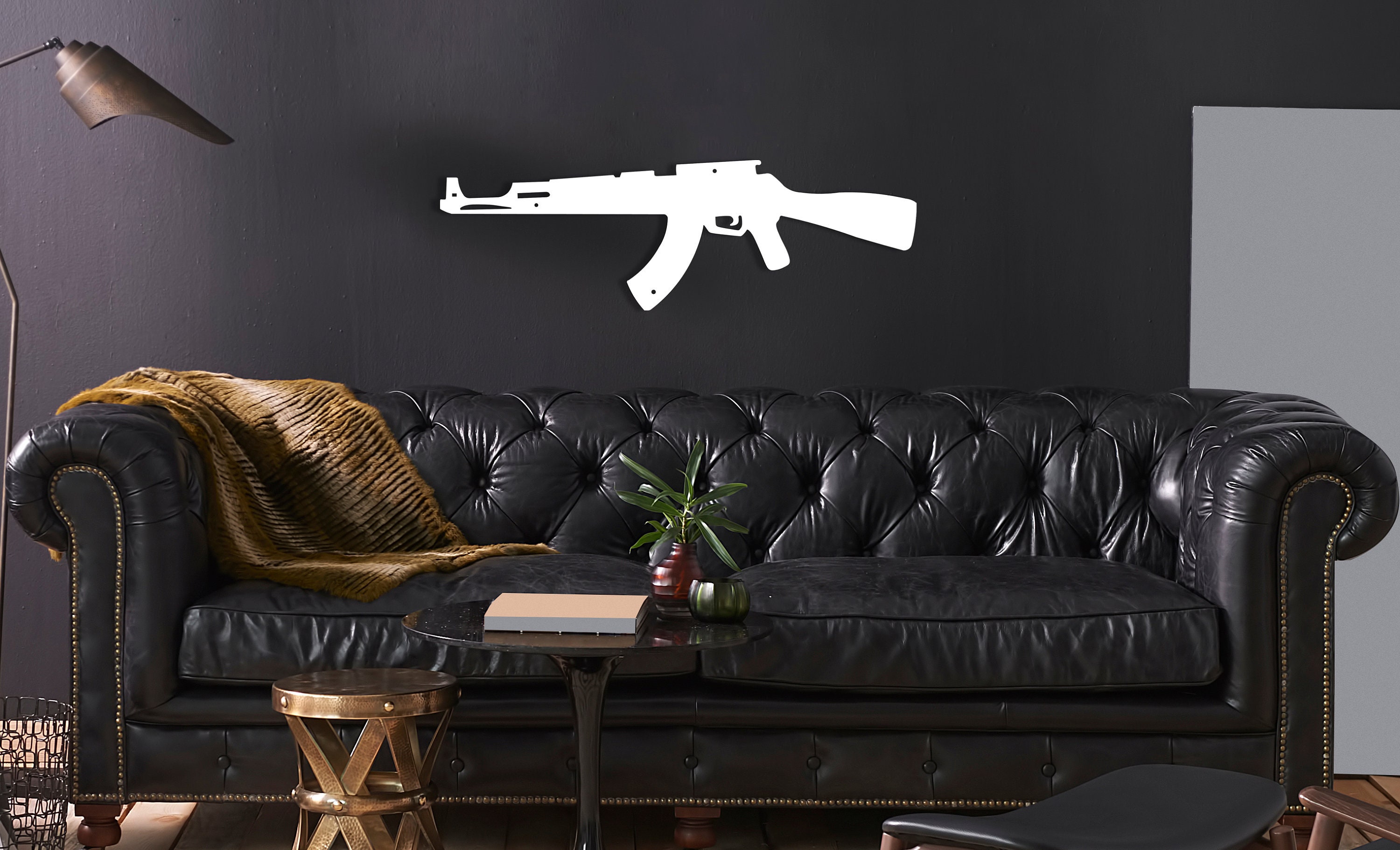 AK 47 Metal Gun Wall Decor Assault Rifle Wall Hanging Art Etsy